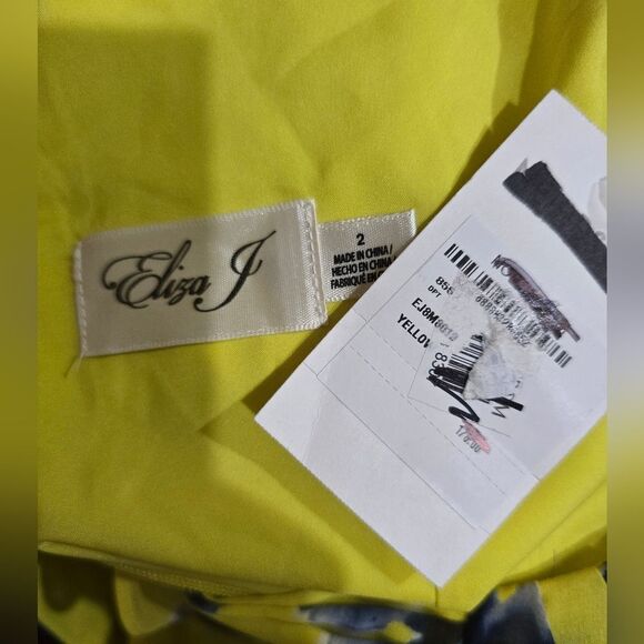 Eliza J Sleeveless Chiffon Floral Maxi Gown NWT Size 2 Yellow And Blue - Picture 5 of 5